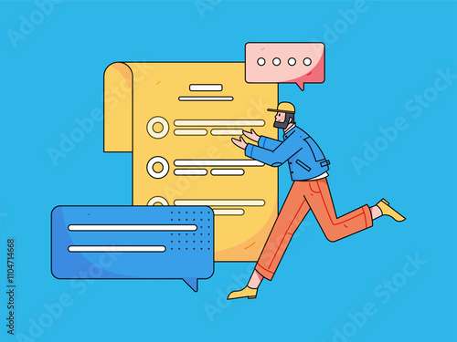 Invite friends to conduct questionnaire flat vector concept operation hand drawn illustration
