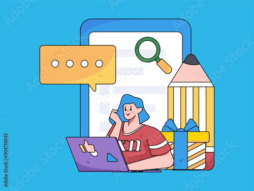 Invite friends to conduct questionnaire flat vector concept operation hand drawn illustration
