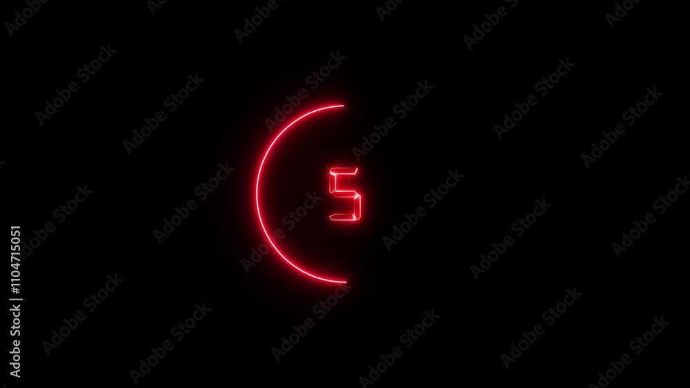 Glowing Neon countdown timer 10 second from 10 to 0 Glowing Neon countdown timer 10 second from 10 to 0