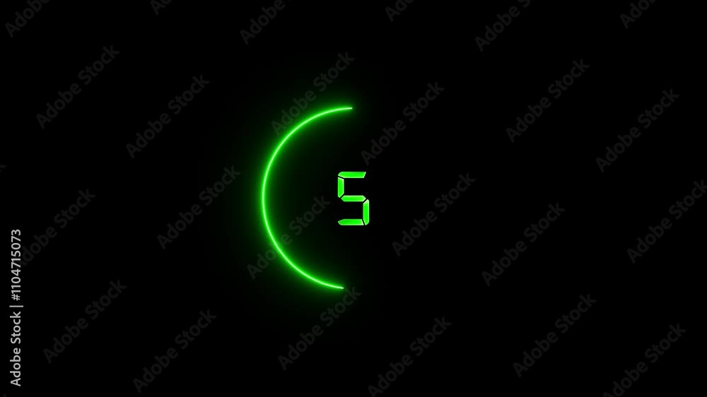 Glowing Neon countdown timer 10 second from 10 to 0 Glowing Neon countdown timer 10 second from 10 to 0