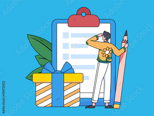 Invite friends to conduct questionnaire flat vector concept operation hand drawn illustration
