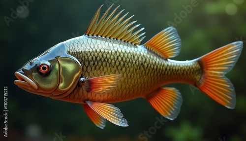  Golden fish with vibrant orange fins