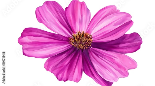 Vibrant Pink Cosmos Flower  Watercolor Style  Floral Design Element