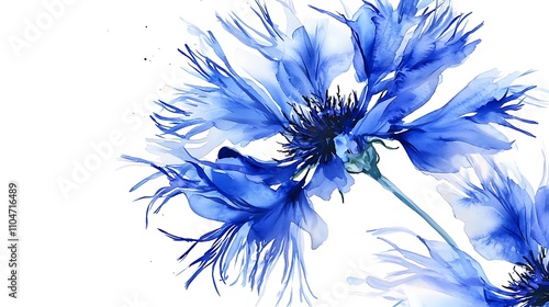 Blue Cornflower Watercolor Painting  Floral Art  Botanical Illustration