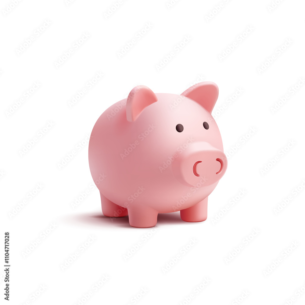 Classic beautiful realistic piggy bank, 3D. For business concepts of accumulation and saving finances. Banking services, pension funds, dividends. Vector illustration. Classic beautiful realistic piggy bank, 3D. For business concepts of accumulation and saving finances. Banking services, pension funds, dividends. Vector illustration.