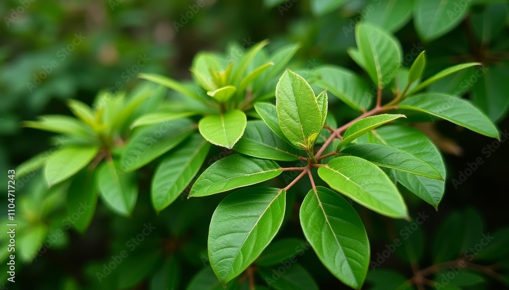 Vibrant green leaves of a healthy plant Vibrant green leaves of a healthy plant