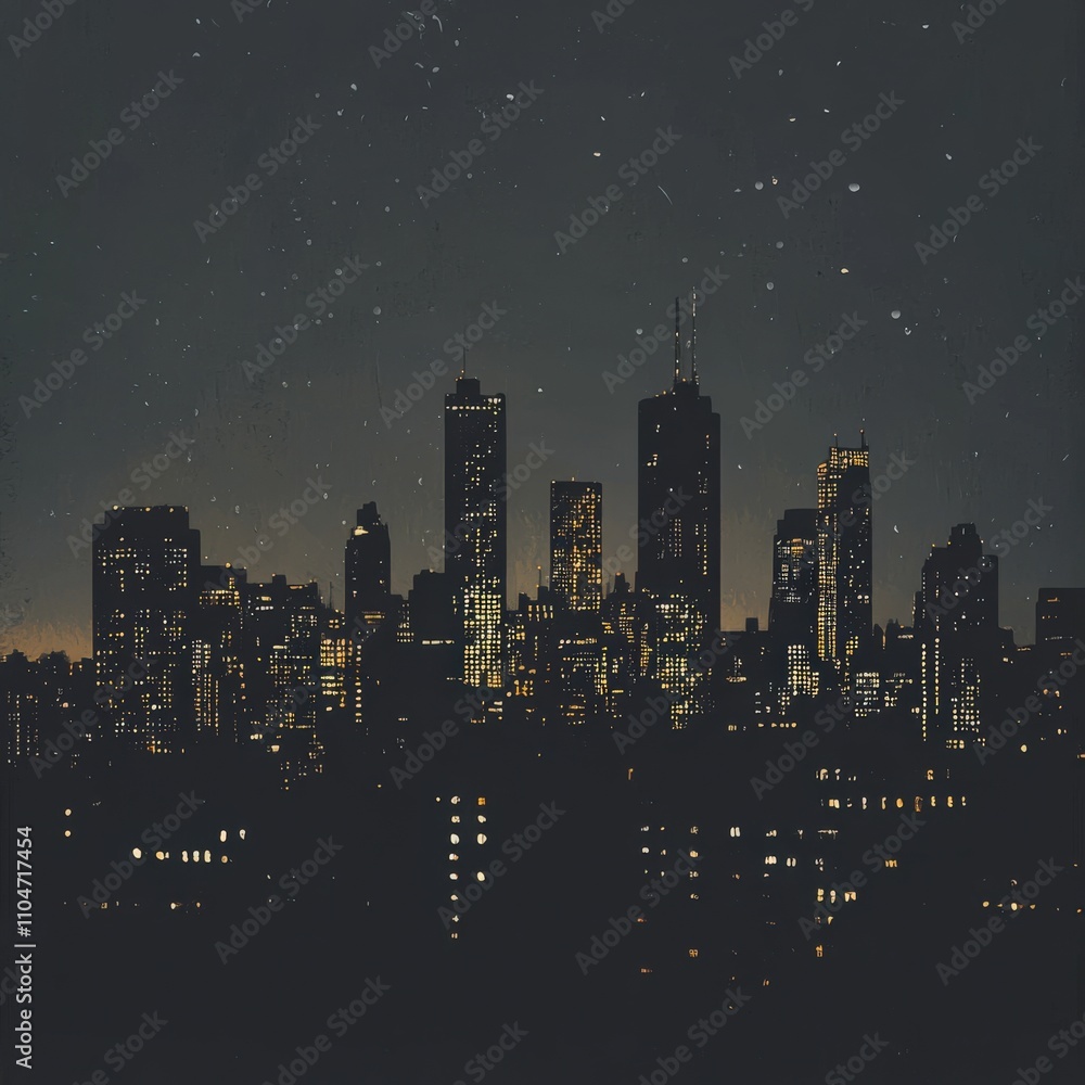 Fototapeta premium city skyline at night with illuminated buildings and a moody atmosphere
