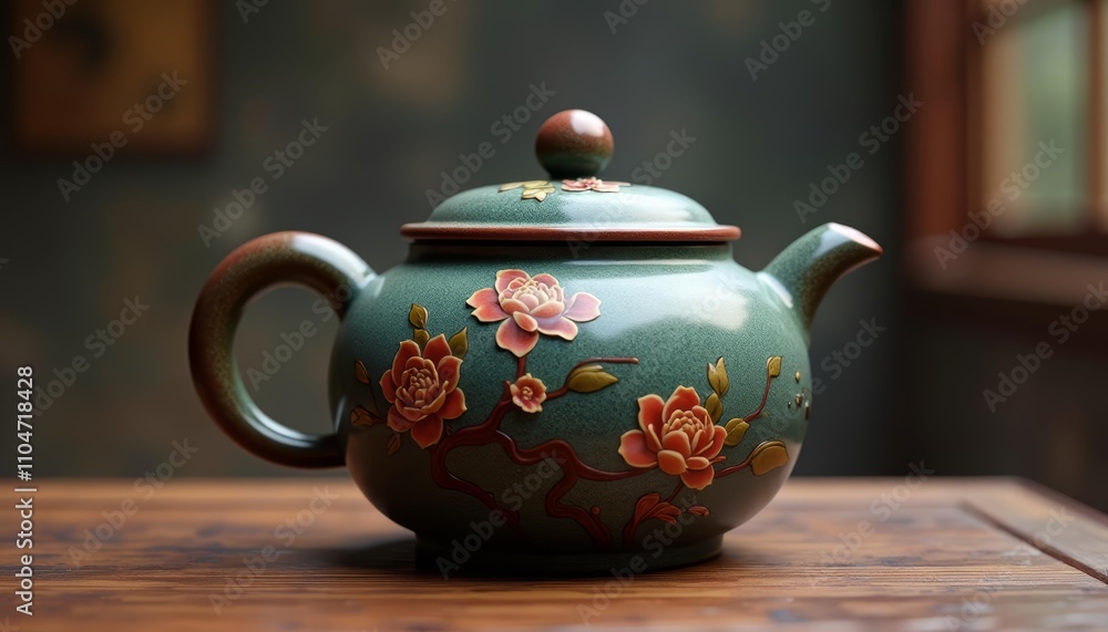 Elegant teapot with floral design perfect for afternoon tea Elegant teapot with floral design perfect for afternoon tea