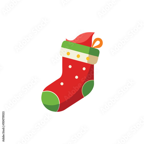 Christmas stocking isolated flat vector illustration on white background