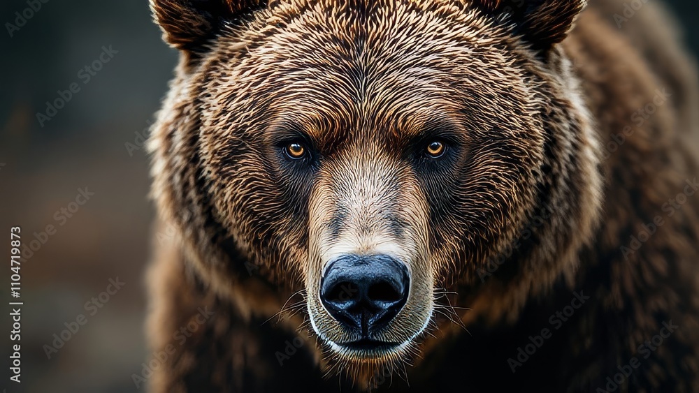 AI-created close-up brown bear portrait; high depth of field. AI-created close-up brown bear portrait; high depth of field.