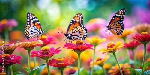 Wallpaper Mural Butterflies gracefully perched on colorful flowers , butterflies, insects, garden, nature, beauty, vibrant, wings Torontodigital.ca