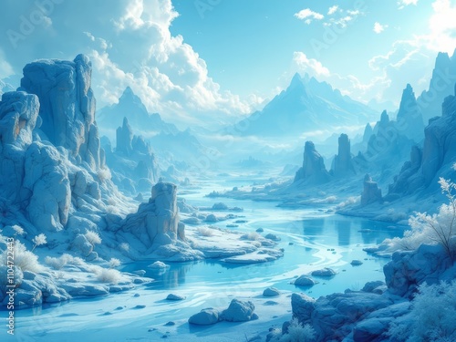 Wallpaper Mural Azure AI dreamlands.  Discover captivating panoramas. #DigitalArt #AIphotography Torontodigital.ca