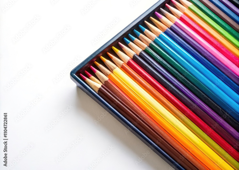 Box of Colored Pencils Isolated on White Background for Creative Projects and Art Supplies Box of Colored Pencils Isolated on White Background for Creative Projects and Art Supplies
