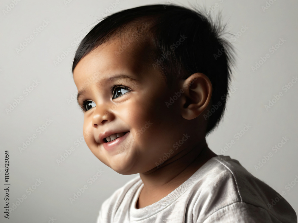 An infant radiating happiness and wonder. An infant radiating happiness and wonder.