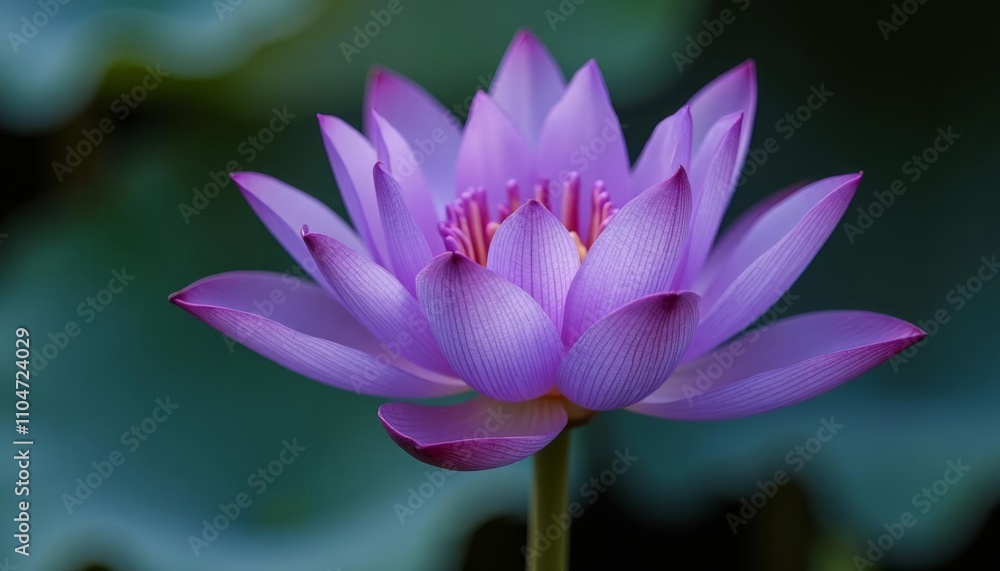 Elegance in bloom A single stunning purple lotus flower Elegance in bloom A single stunning purple lotus flower
