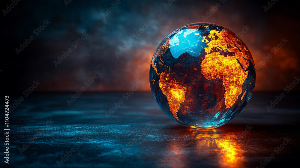 vibrant glowing glass globe showcasing the Americas with brilliant hues, symbolizing global connectivity, innovation, and the illumination of knowledge in a modern world of endless possibilities vibrant glowing glass globe showcasing the Americas with brilliant hues, symbolizing global connectivity, innovation, and the illumination of knowledge in a modern world of endless possibilities