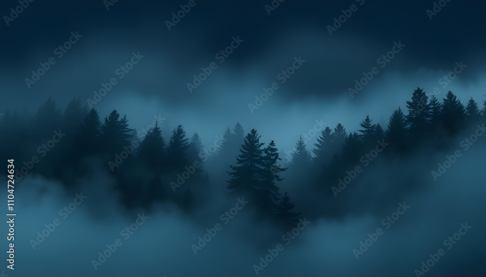 Dark forest with fog isolated with white highlights, png Dark forest with fog isolated with white highlights, png