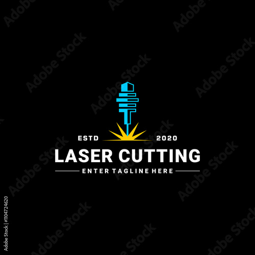 Laser Cutting logo design, laser cutting vector, vintage laser cutting
