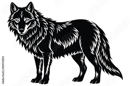 A realistic Wolf silhouette vector art illustration photo