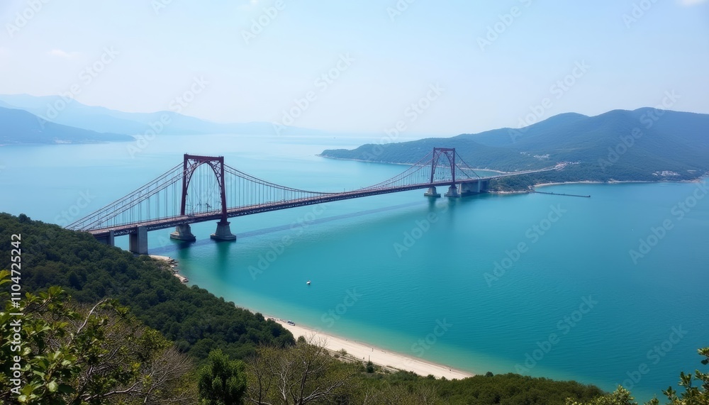 Elegant bridge over serene turquoise waters Elegant bridge over serene turquoise waters