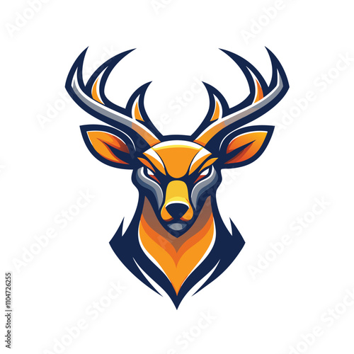 simple modern deer head logo with clean lines and minimalist style and simple color pallete. deer head logo on white background photo