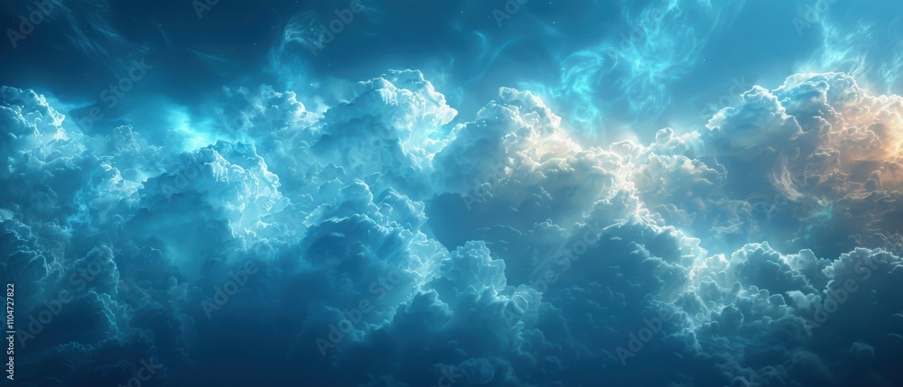 Dramatic cloudscape with a touch of sunlight piercing through the stormy sky Dramatic cloudscape with a touch of sunlight piercing through the stormy sky