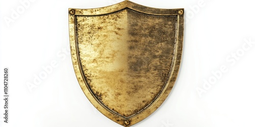 Antique gold shield isolated on white background.