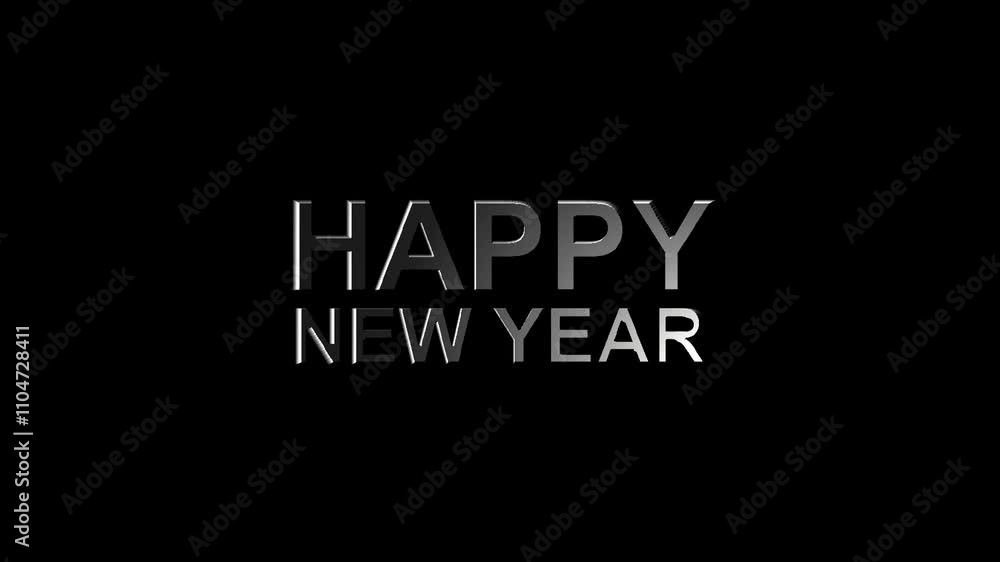 Happy New Year Metallic Text Animation Happy New Year Metallic Text Animation