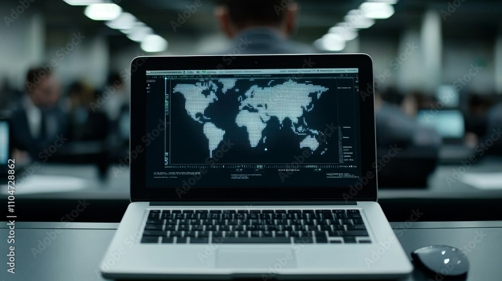 Global Network Data Analytics on Laptop Office Environment Digital Interface Focused View Technology Insights Global Network Data Analytics on Laptop Office Environment Digital Interface Focused View Technology Insights