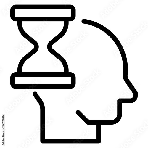 Human head with hourglass icon