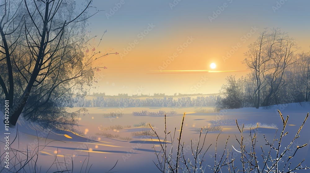 _Illustration_of_Winter_morning_background_ _Illustration_of_Winter_morning_background_