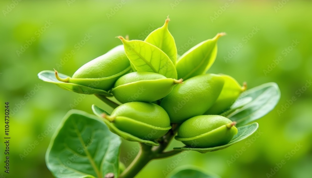 Vibrant green plant with fresh leaves and buds Vibrant green plant with fresh leaves and buds