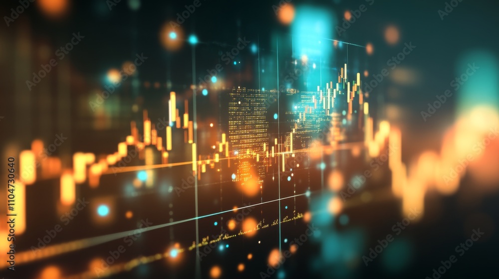 Obraz premium Abstract Data Visualization with Bright Lines and Colorful Lights