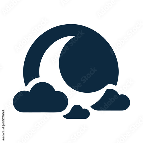 Fantasy moon in the cloud in the sky black silhouette vector icon design