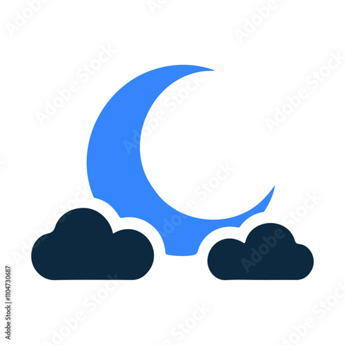 Fantasy moon in the cloud in the sky black silhouette vector icon design