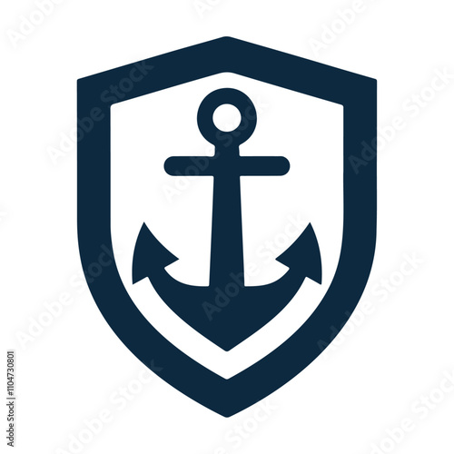 The vessel ship anchor in shield badge for security vector icon illustration