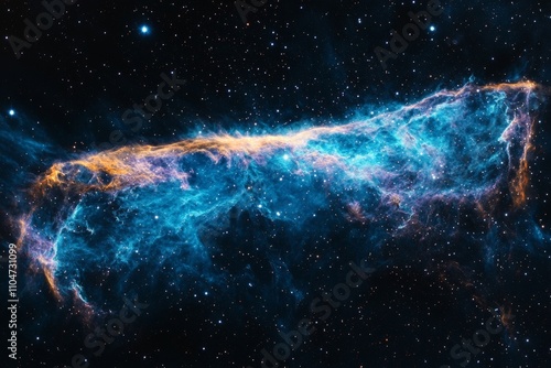 A vibrant blue nebula with intricate cloud-like formations glowing in the vastness of space, showcasing the grandeur and mystery of the universe. photo