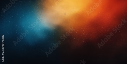 Abstract Rainbow Gradient Background with Blue and Orange on Black Grainy Texture