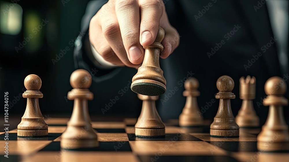 A hand moves a pawn on a chessboard, symbolizing strategy and competition in a classic game of chess. A hand moves a pawn on a chessboard, symbolizing strategy and competition in a classic game of chess.