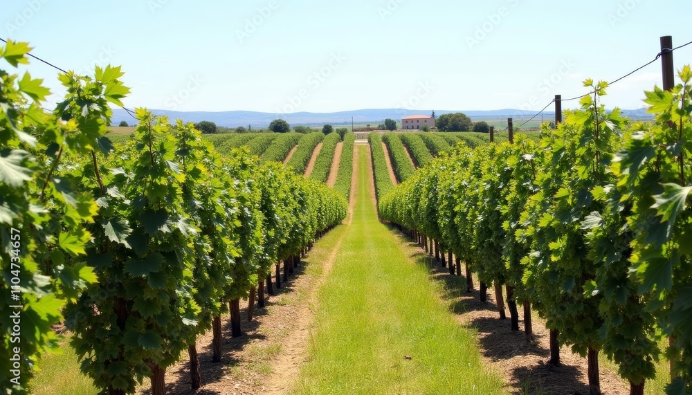 Naklejka premium Vineyard Vistas A Path Through the Grapes
