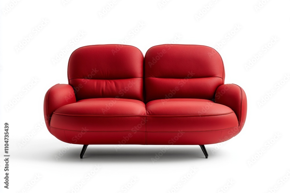 A beautifully designed red sofa captured from a top-view angle, resting on a pure white background, showcasing its elegant and timeless design A beautifully designed red sofa captured from a top-view angle, resting on a pure white background, showcasing its elegant and timeless design