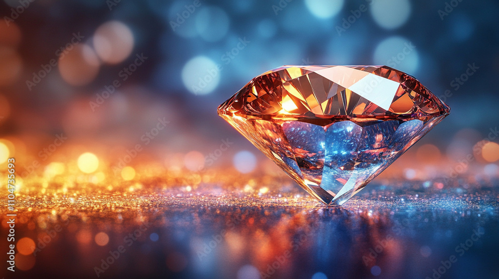 dazzling diamond with multifaceted cuts reflecting light in a mesmerizing array of colors, symbolizing brilliance, clarity, and luxury, capturing the essence of elegance and preciousness