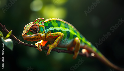 The Chameleon isolated with white highlights, png
