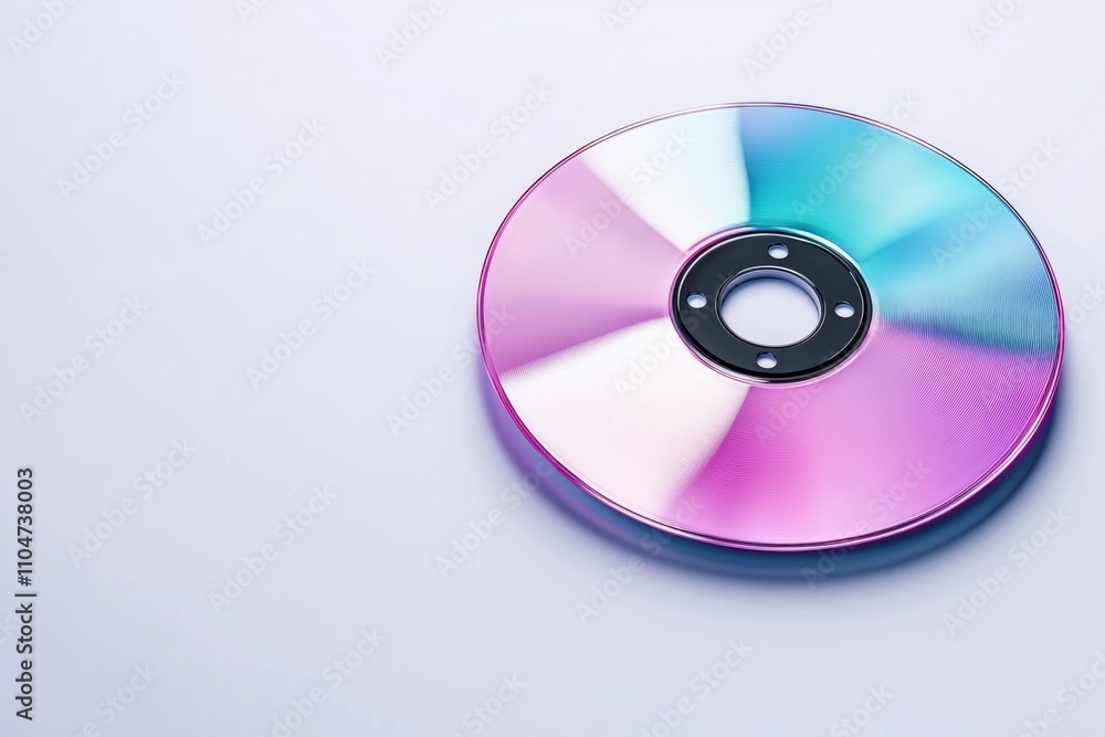 A clean, flat illustration of a single CD with vibrant rainbow reflections on a plain white background A clean, flat illustration of a single CD with vibrant rainbow reflections on a plain white background