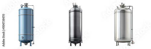Various Industrial Pressure Vessels in Different Colors Isolated on transparent background png