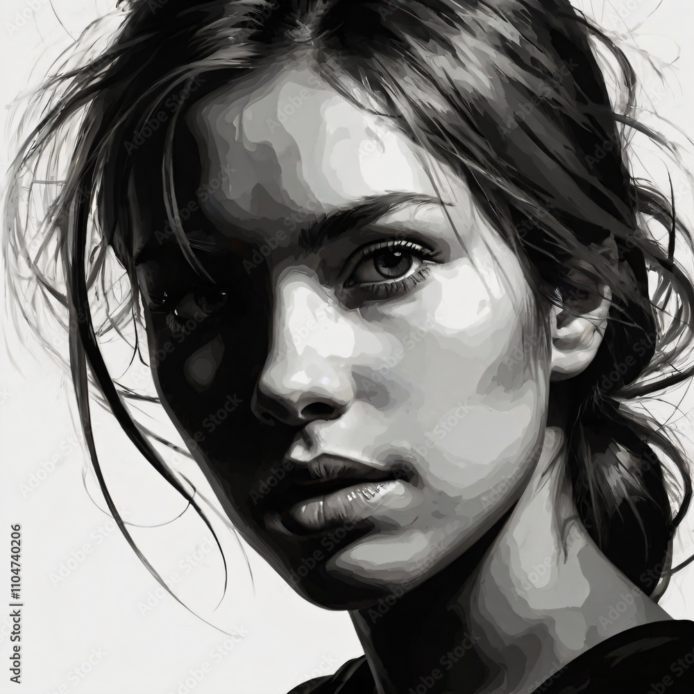 Fototapeta premium A monochrome, blurred portrait emphasizing light and texture.