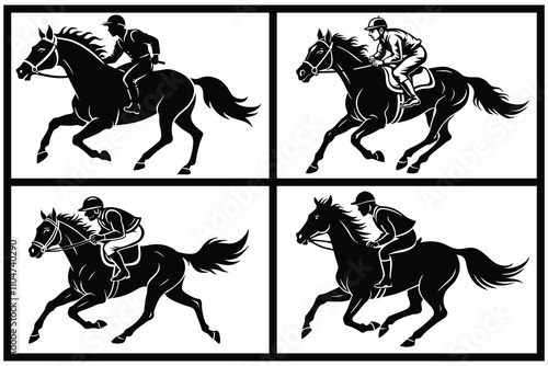 a man and a Horse race silhouette bundle