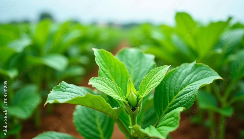 Vibrant green leaves in a field symbolizing growth and nature Vibrant green leaves in a field symbolizing growth and nature