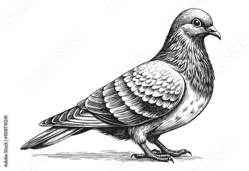 homing pigeons bird sketch hand dawn drawing vector illustration