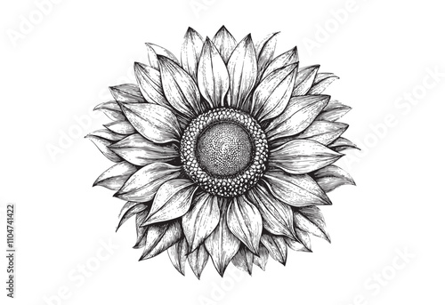 sunflower sketch hand dawn drawing vector illustration